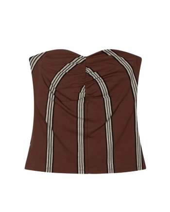 10 Days strapless top stripes 1326 deep brown