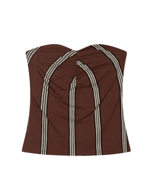 10 Days strapless top stripes 1326 deep brown