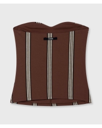 10 Days strapless top stripes 1326 deep brown