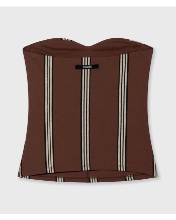 10 Days strapless top stripes 1326 deep brown