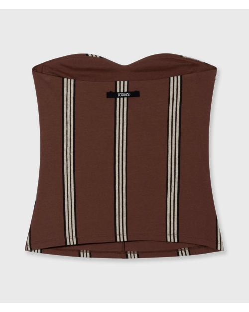 10 Days strapless top stripes 1326 deep brown