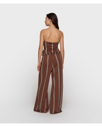 10 Days strapless top stripes 1326 deep brown