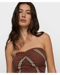 10 Days strapless top stripes 1326 deep brown