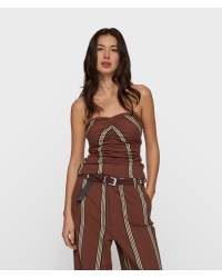 10 Days strapless top stripes 1326 deep brown