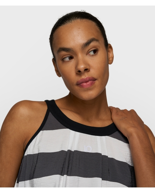 10 Days halter top stripes 3080 white/brownish grey