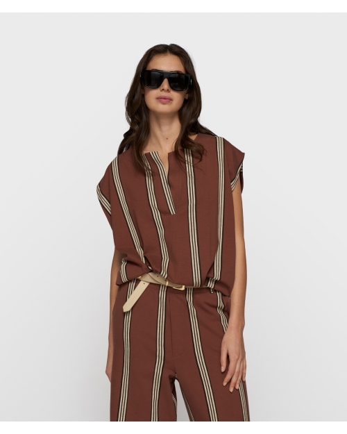 10 Days balloon top stripes 1326 deep brown