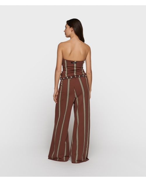 10 Days wide leg jogger stripes Deep Brown
