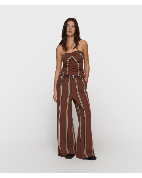 10 Days wide leg jogger stripes Deep Brown