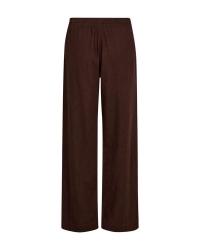 Freequent Long pants w. elastic waistband Coffee Bean
