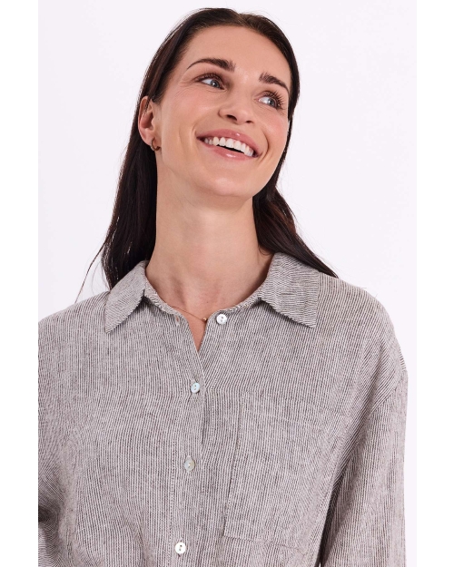 Freequent Short sleeves, stripes Coffee Bean w. Star Off-white