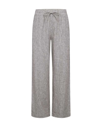 Freequent Long pants w. elastic waistband. Stripes Coffee Bean w. Star Off-white