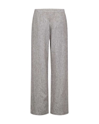 Freequent Long pants w. elastic waistband. Stripes Coffee Bean w. Star Off-white