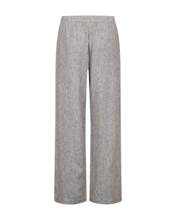 Freequent Long pants w. elastic waistband. Stripes Coffee Bean w. Star Off-white
