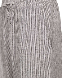 Freequent Long pants w. elastic waistband. Stripes Coffee Bean w. Star Off-white