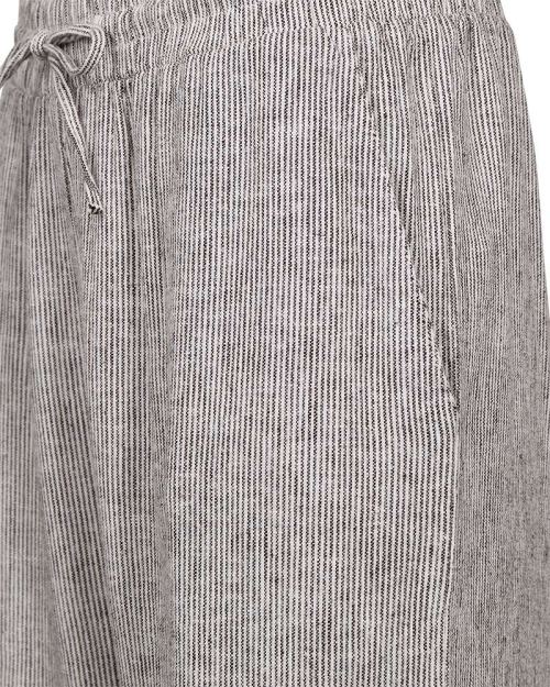 Freequent Long pants w. elastic waistband. Stripes Coffee Bean w. Star Off-white