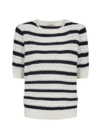 Freequent Jacquard, stripe Star Off-white w. Navy Blazer