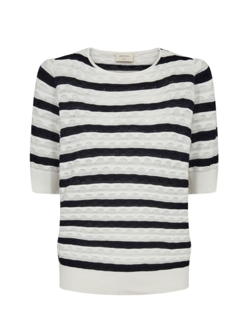 Freequent Jacquard, stripe Star Off-white w. Navy Blazer