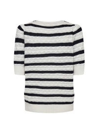 Freequent Jacquard, stripe Star Off-white w. Navy Blazer