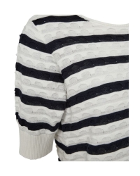 Freequent Jacquard, stripe Star Off-white w. Navy Blazer