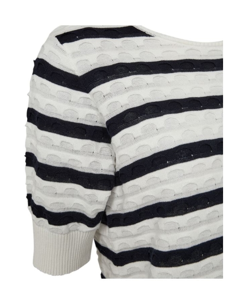 Freequent Jacquard, stripe Star Off-white w. Navy Blazer