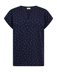 Freequent Slit detail, print Navy Blazer w. Star Off-white