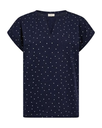 Freequent Slit detail, print Navy Blazer w. Star Off-white