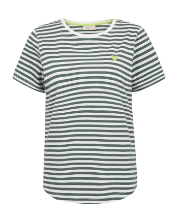 Freequent Striped, embroidery Star Off-white w. Dark Forest