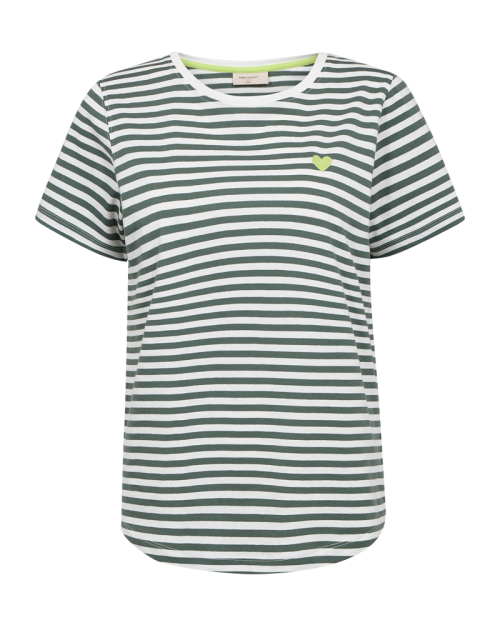 Freequent Striped, embroidery Star Off-white w. Dark Forest