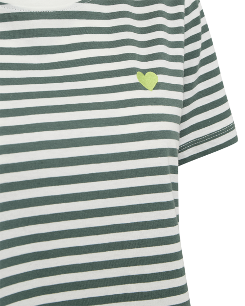 Freequent Striped, embroidery Star Off-white w. Dark Forest
