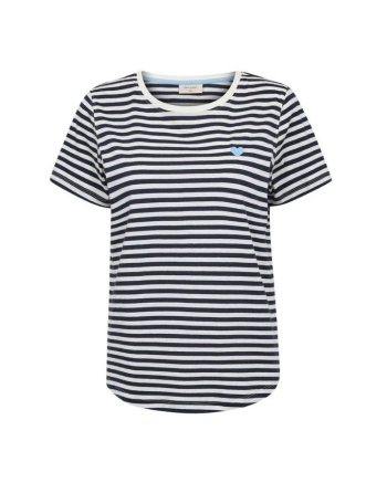Freequent Striped, embroidery Star Off-white w. Navy Blazer