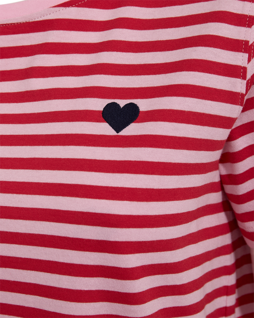 Freequent Striped, embroidery Sweet Lilac w. True Red