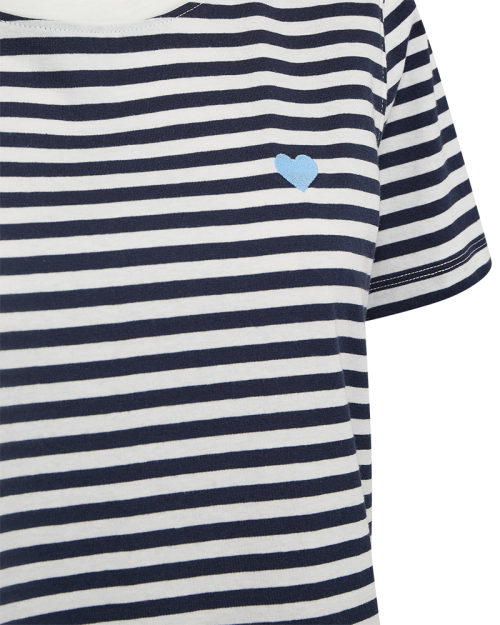 Freequent Striped, embroidery Star Off-white w. Blue Bell