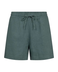Freequent Shorts with covered elastic and string at waist Dark forest