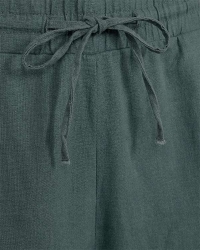 Freequent Shorts with covered elastic and string at waist Dark forest