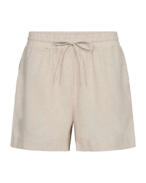 Freequent Shorts with covered elastic and string at waist Moonbeam Melange