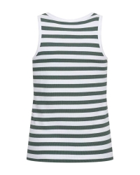 Freequent Tanktop, gestreept Brilliant White w. Dark Forest