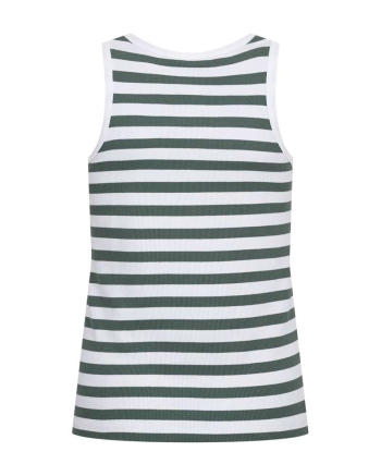 Freequent Tanktop, gestreept Brilliant White w. Dark Forest