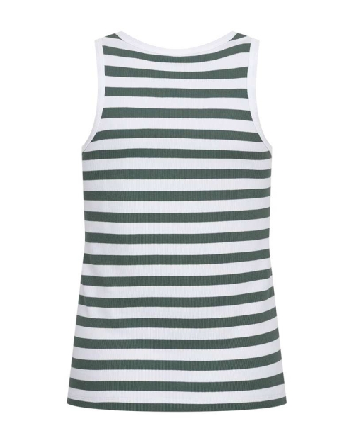 Freequent Tanktop, gestreept Brilliant White w. Dark Forest