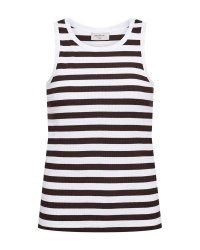 Freequent Tanktop, gestreept Brilliant White w. Coffee Bean