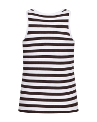 Freequent Tanktop, gestreept Brilliant White w. Coffee Bean