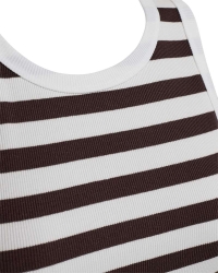 Freequent Tanktop, gestreept Brilliant White w. Coffee Bean