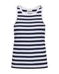 Freequent Tanktop, gestreept Brilliant White w. Navy Blazer