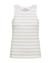 Freequent Tanktop, gestreept Brilliant White w. Moonbeam