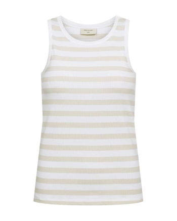 Freequent Tanktop, gestreept Brilliant White w. Moonbeam