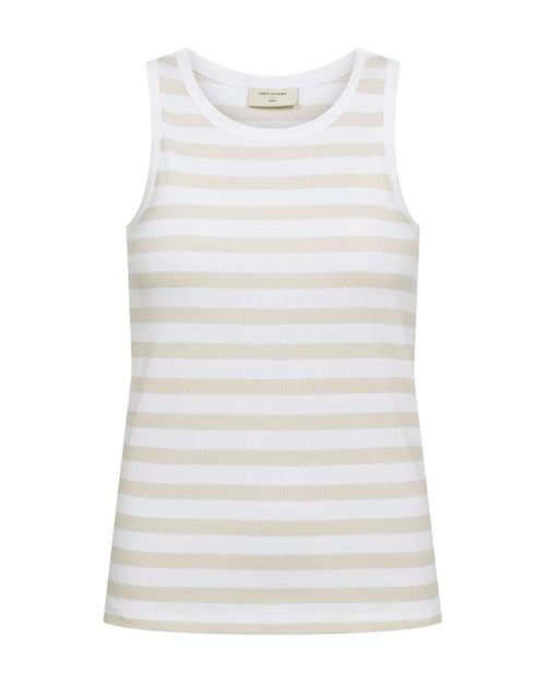 Freequent Tanktop, gestreept Brilliant White w. Moonbeam