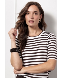 Studio Anneloes Luna ssl stripe pullover 1187 off white/espresso