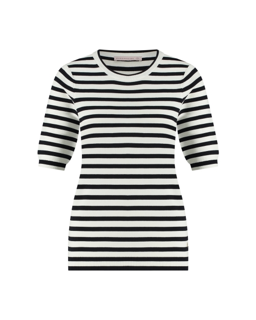 Studio Anneloes Luna stripe short slv pullover 1169- offwhite-darkblue