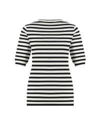 Studio Anneloes Luna stripe short slv pullover 1169- offwhite-darkblue