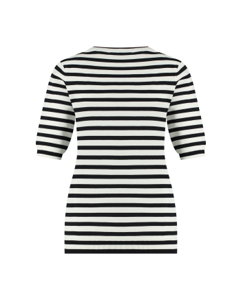 Studio Anneloes Luna stripe short slv pullover 1169- offwhite-darkblue