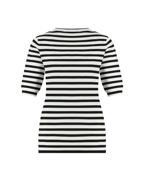 Studio Anneloes Luna stripe short slv pullover 1169- offwhite-darkblue
